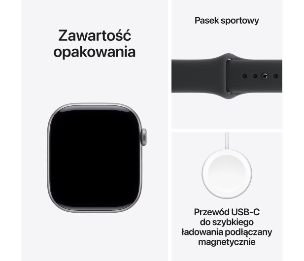 APPLE Watch Series 11 GPS + Cellular 46mm Aluminiowa koperta (gwiezdna szarość)/ Sportowy pasek (czarny) - rozmiar M/L - 1362431 - zdjęcie 8